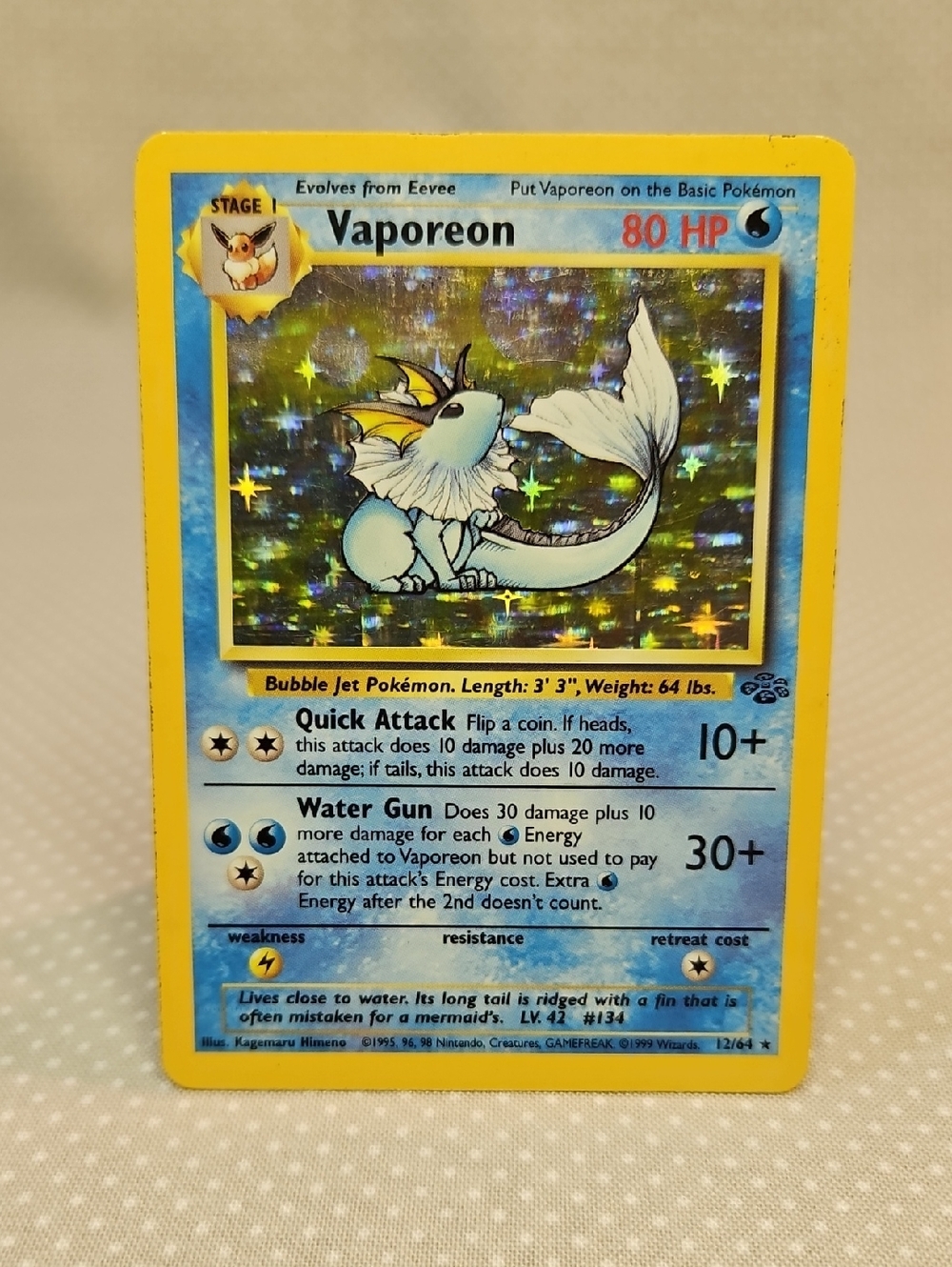 1999 Pokemon Vaporeon 12/64 Jungle Holo Lot 2